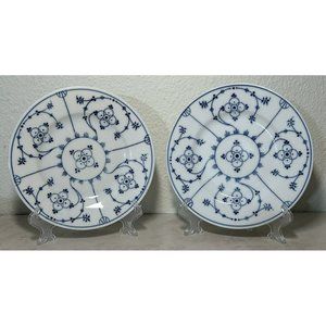 T.K. Thun China Czechoslovakia Rare Blue/white Pattern 6” dessert Plates Vintage